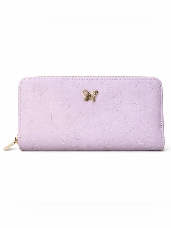 Handbags - Butterfly-Embossed Double Zip Wallet - Lavender